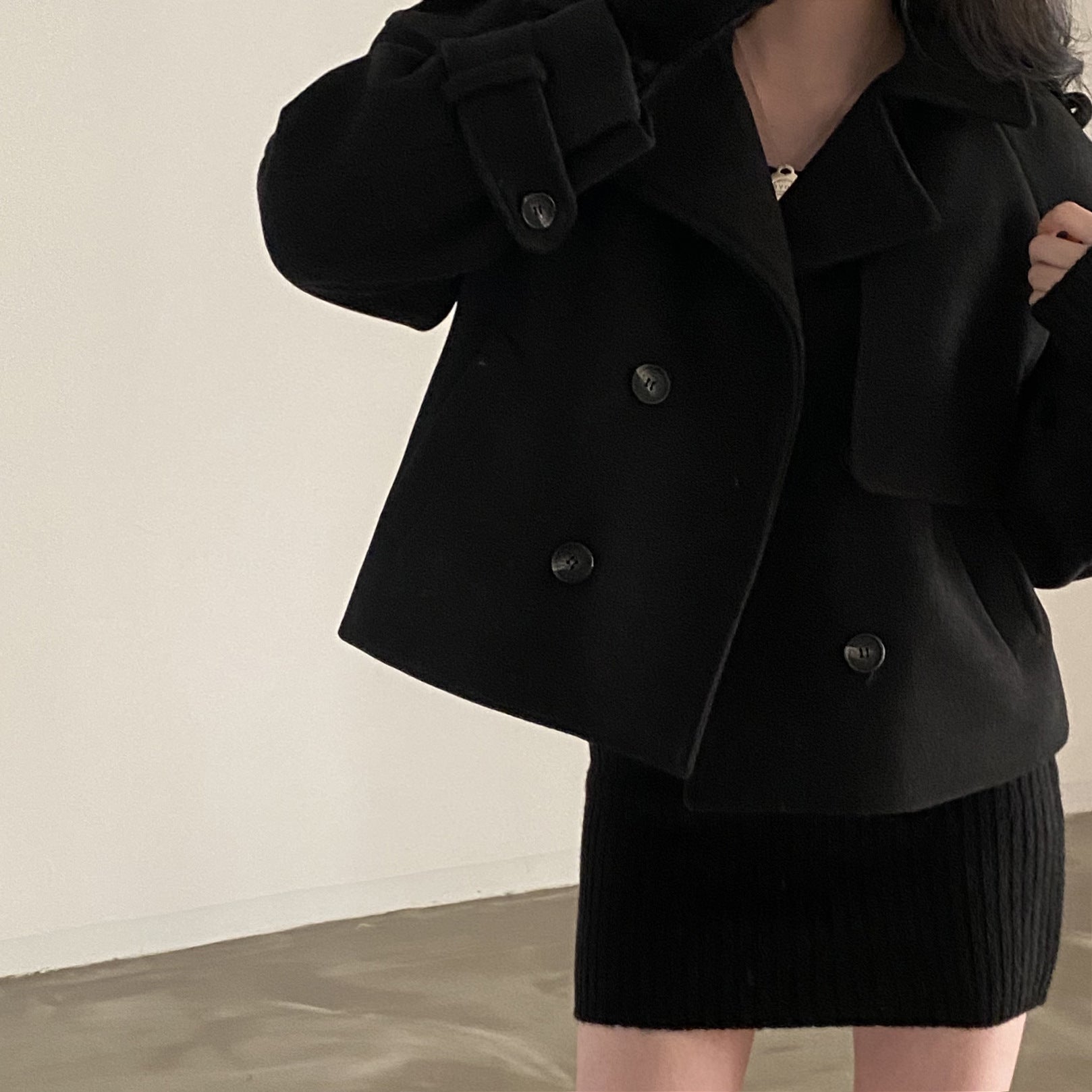 Korte trenchcoat | Double Breasted | Oversized | Wollen trenchcoat | Damesjassen-Boetiek Moda