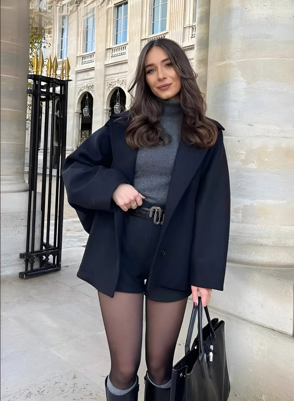 Korte wollen mantel | Enkelborstig | Oversized | Winter Trench Coat | Dameskleding-Boetiek Moda
