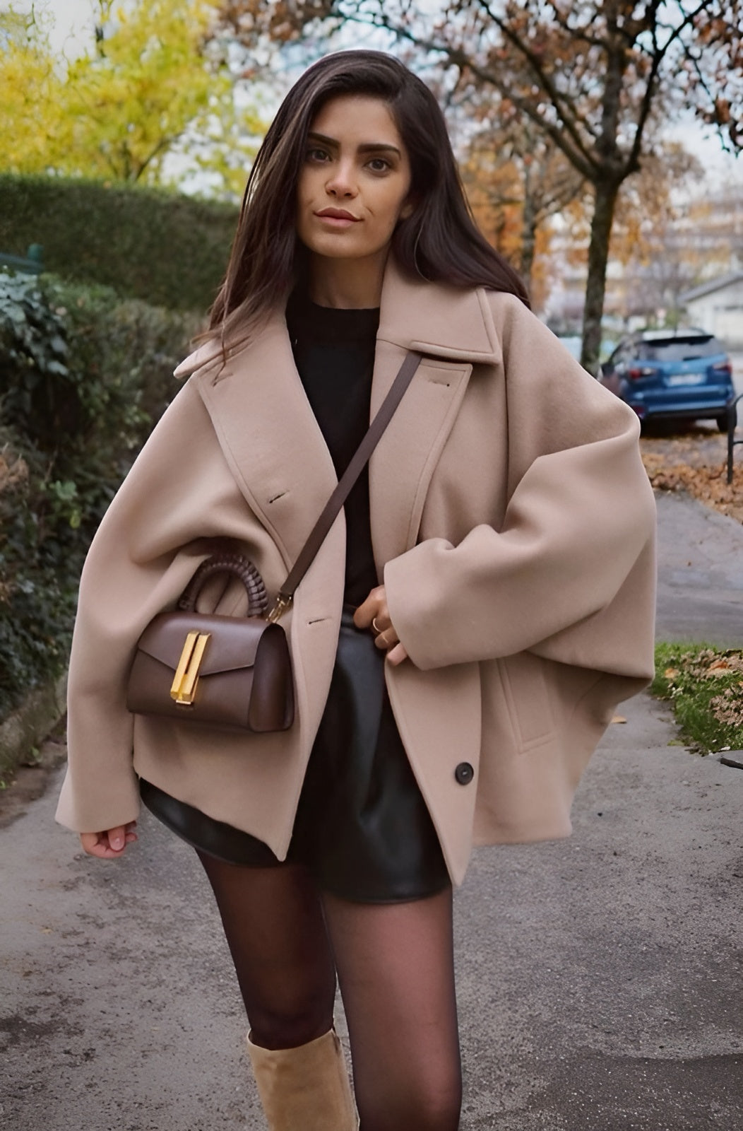 Korte wollen mantel | Enkelborstig | Oversized | Winter Trench Coat | Dameskleding-Boetiek Moda