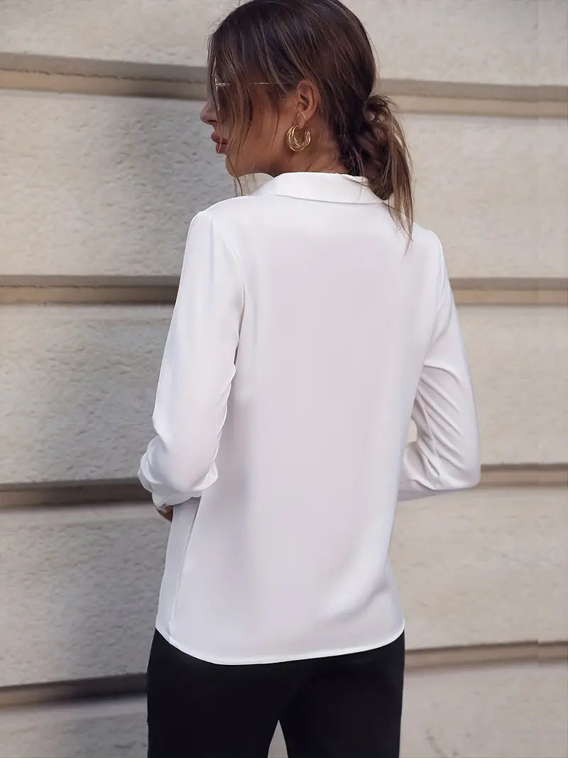 Kraagblouse - Elegant - Lange Mouw - Formele Overhemden - Werkblouses voor Vrouwen-Boetiek Moda