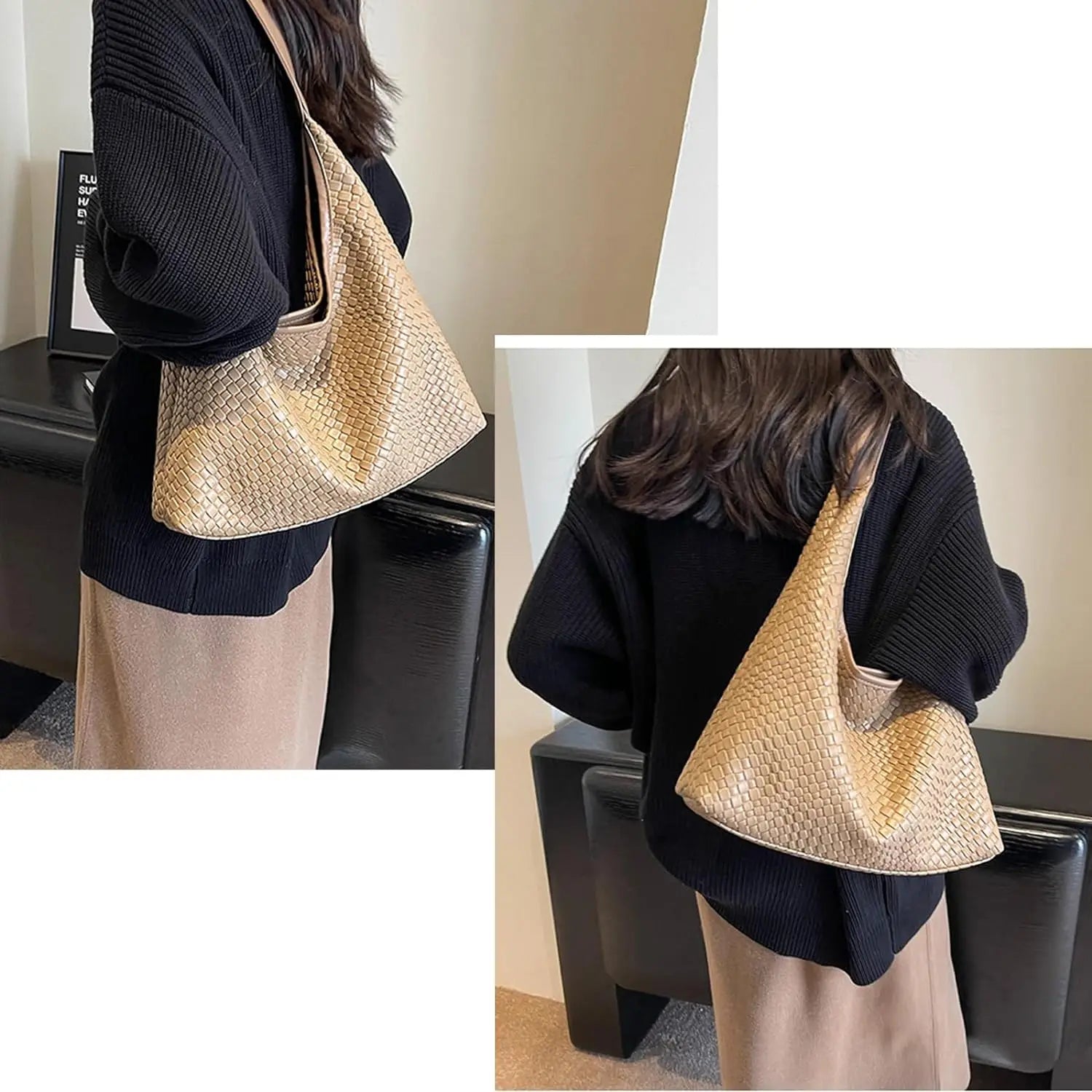 Kunstlederen tas | Veganistisch leer | Alledaags | Geweven tas | Schoudertas-Boetiek Moda