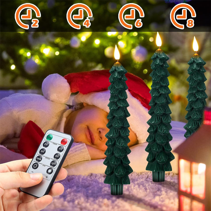 LED-kerstkaars - Groen - Kerstboom - Kaarsen met afstandsbediening - Kerstverlichting-Boetiek Moda