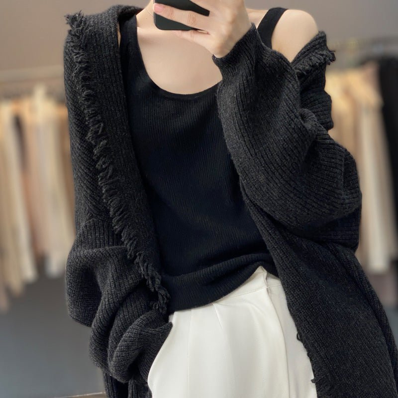 Lang Vest | Warm | Open Front | Gebreid Vest | Dameskleding-Boetiek Moda