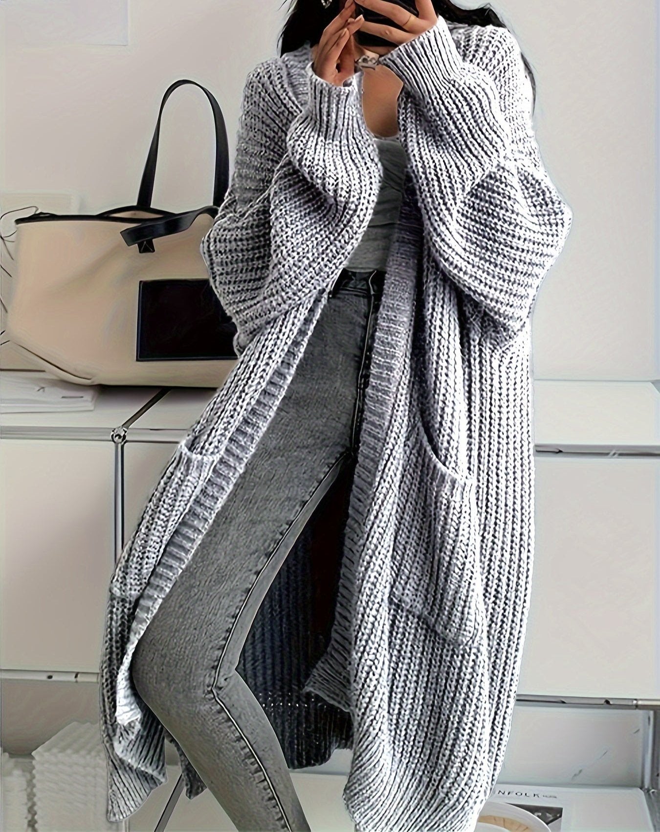 Lang vest - Gebreid - Grof - Lang vest - Damesbreigoed-Boetiek Moda