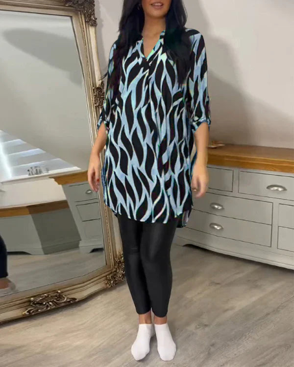 Lange Blouse - Halve Mouw - Los Fit - Tunica - Dameshemden-Boetiek Moda