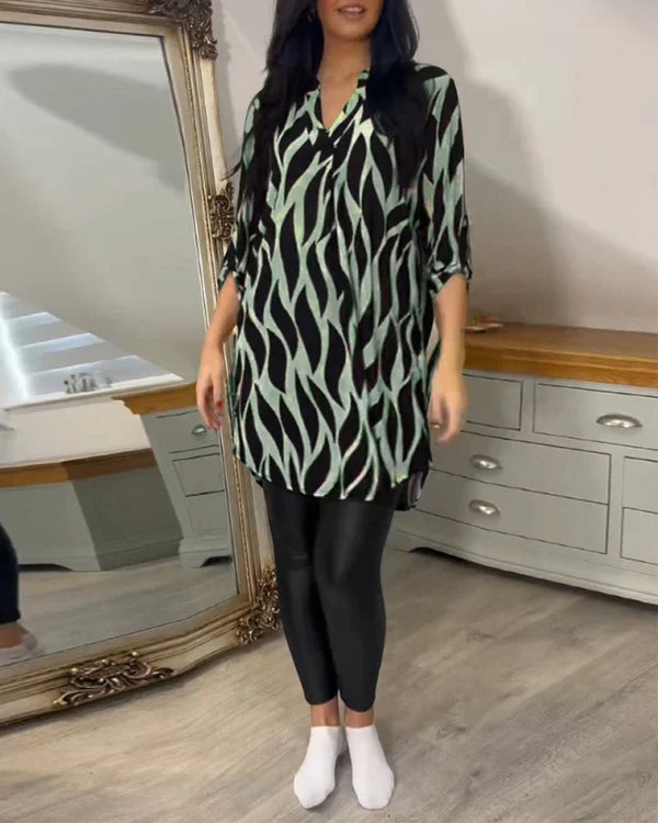 Lange Blouse - Halve Mouw - Los Fit - Tunica - Dameshemden-Boetiek Moda