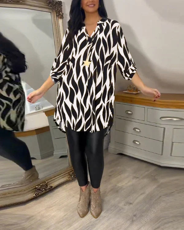 Lange Blouse - Halve Mouw - Los Fit - Tunica - Dameshemden-Boetiek Moda