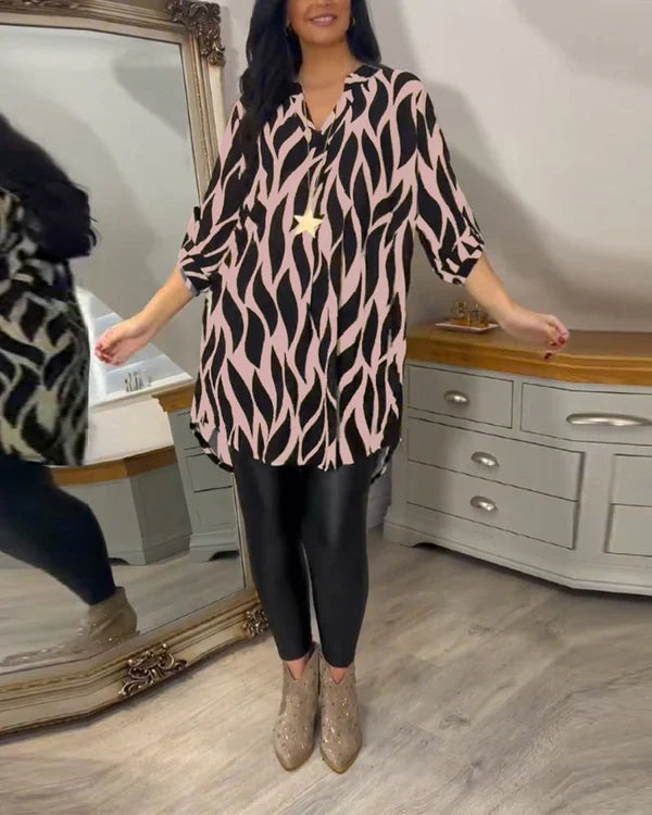 Lange Blouse - Halve Mouw - Los Fit - Tunica - Dameshemden-Boetiek Moda
