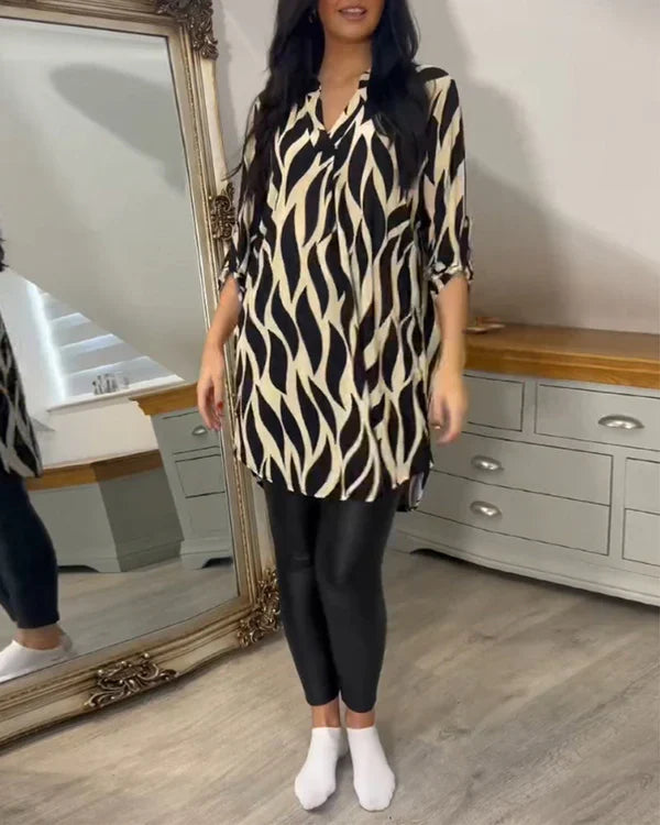 Lange Blouse - Halve Mouw - Los Fit - Tunica - Dameshemden-Boetiek Moda