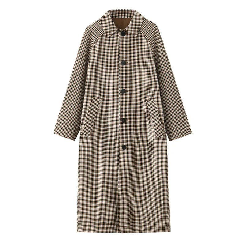 Lange Trench Coat - Dames Single Breasted Oversized Trench Coat-Boetiek Moda
