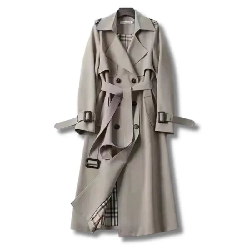 Lange Trenchcoat | Riem | Dubbelrijig | Herfstjas | Dames trenchcoat-Boetiek Moda