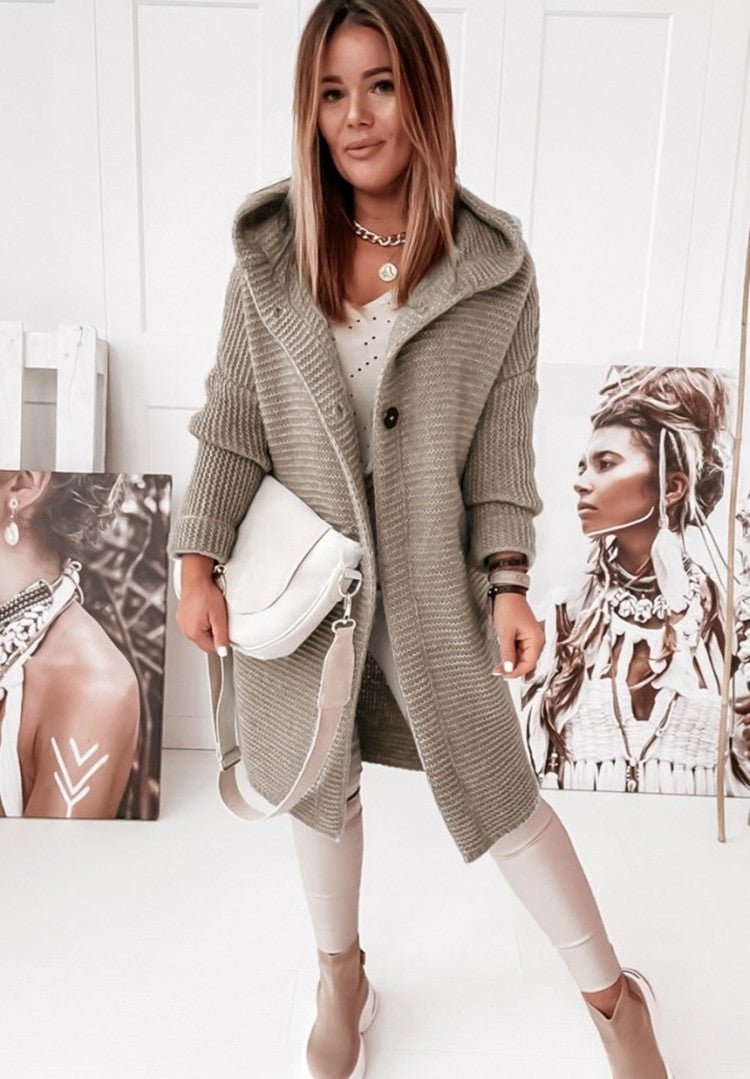 Lange Vest - Met capuchon - Oversized - Gebreide vest - Damesjas-Boetiek Moda