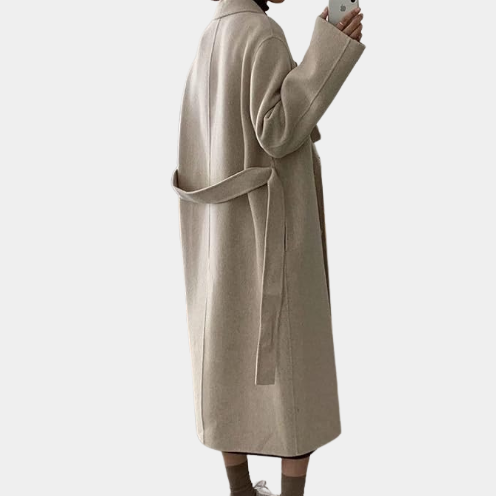 Lange wollen jas - Double-breasted - Riem - Oversized trenchcoat - Wollen overjas voor dames-Boetiek Moda