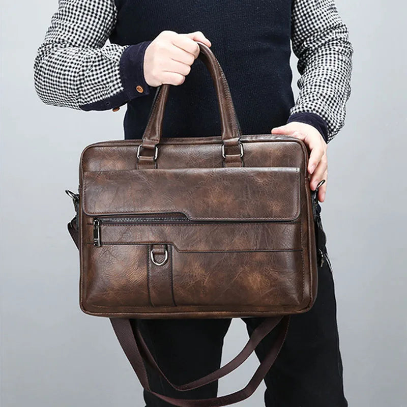 Laptoptas - Leer - Schoudertas - Aktetas - Herentas-Boetiek Moda