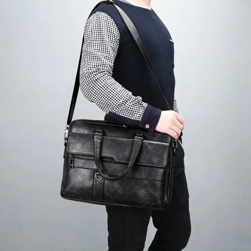 Laptoptas - Leer - Schoudertas - Aktetas - Herentas-Boetiek Moda