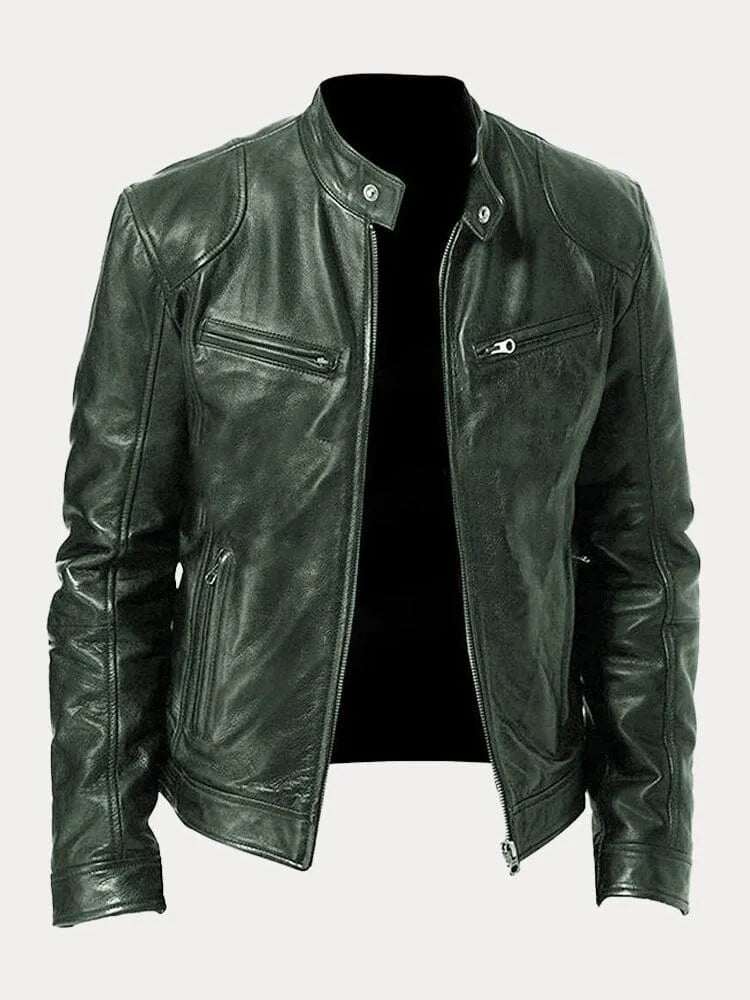 Leren Jas - Slim fit leren motorjas met ritssluiting voor heren-Boetiek Moda