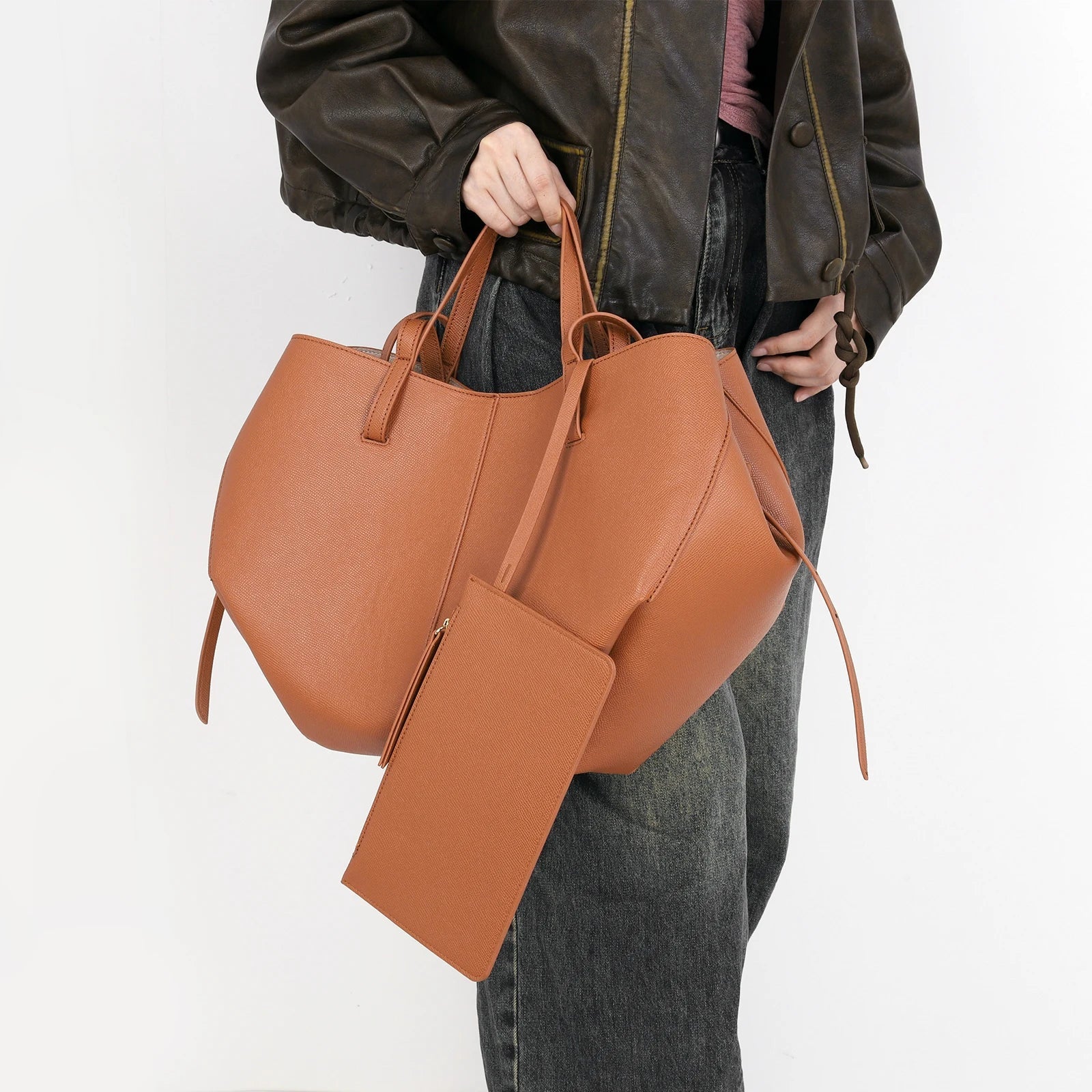 Leren tas | Vintage | Kunstleer | Schoudertas | Grote boodschappentas-Boetiek Moda