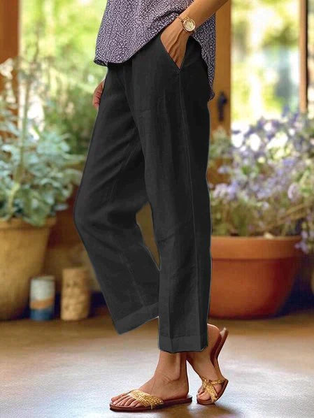 Linnen Broek | Katoen | Lichtgewicht | Wijde pijpen | Zomerbroek voor dames-Boetiek Moda