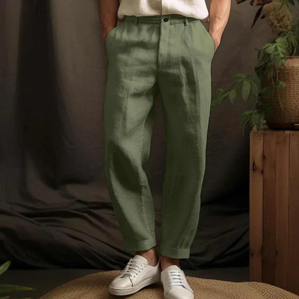 Linnen Broek | Lichtgewicht | Rechte Pijp | Losse Broek | Herenbroek-Boetiek Moda