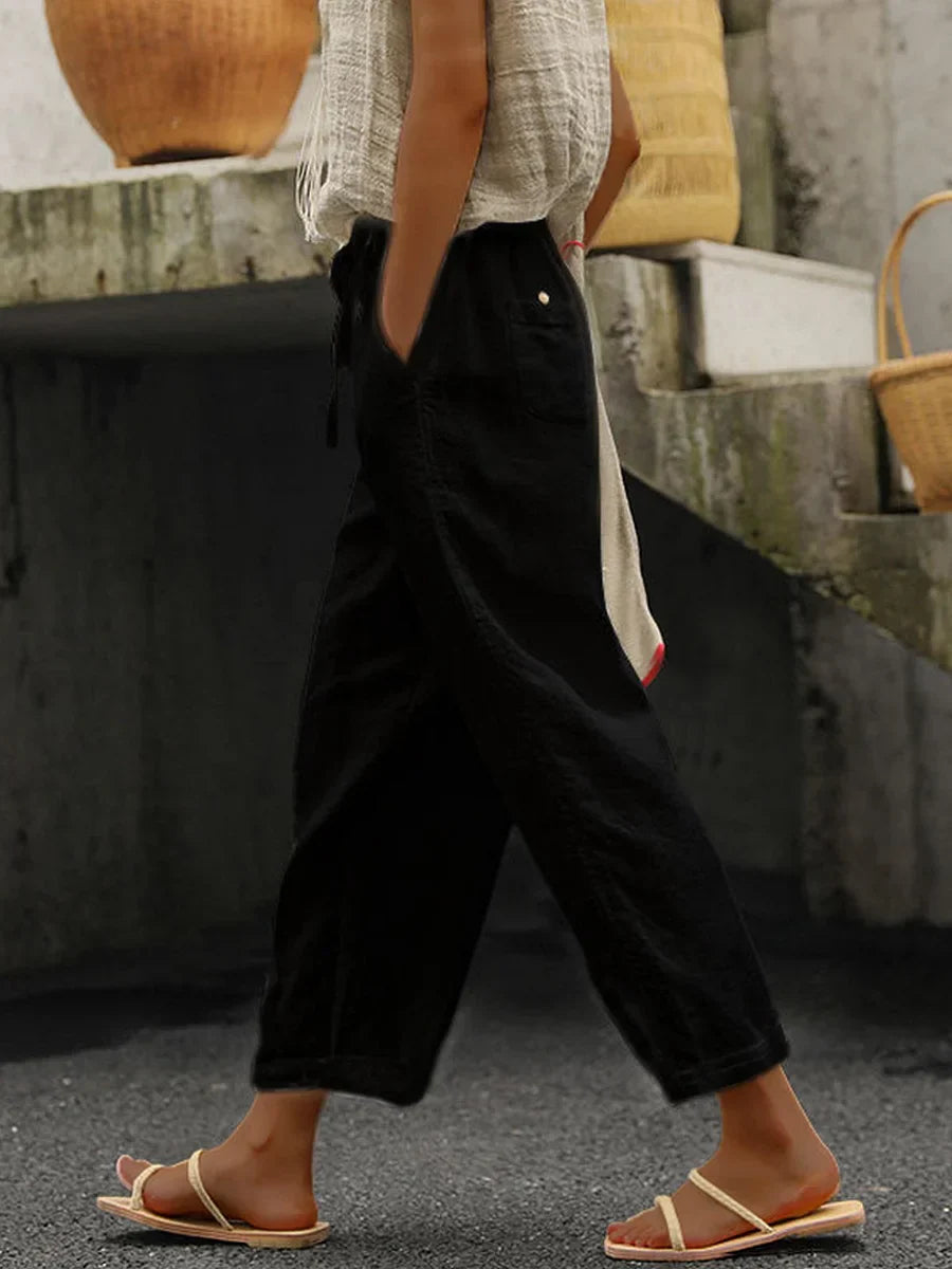 Linnen Broek | Loose Fit | Koord | Zomerbroek | Damesbroek-Boetiek Moda