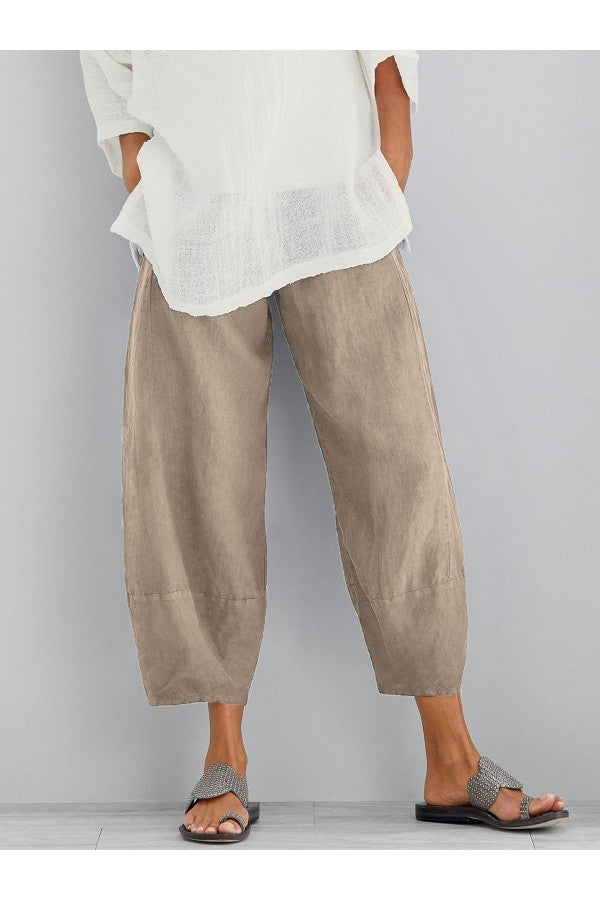 Linnen Broek - Los Model - Enkellengte - Zomerbroek - Damesbroek-Boetiek Moda