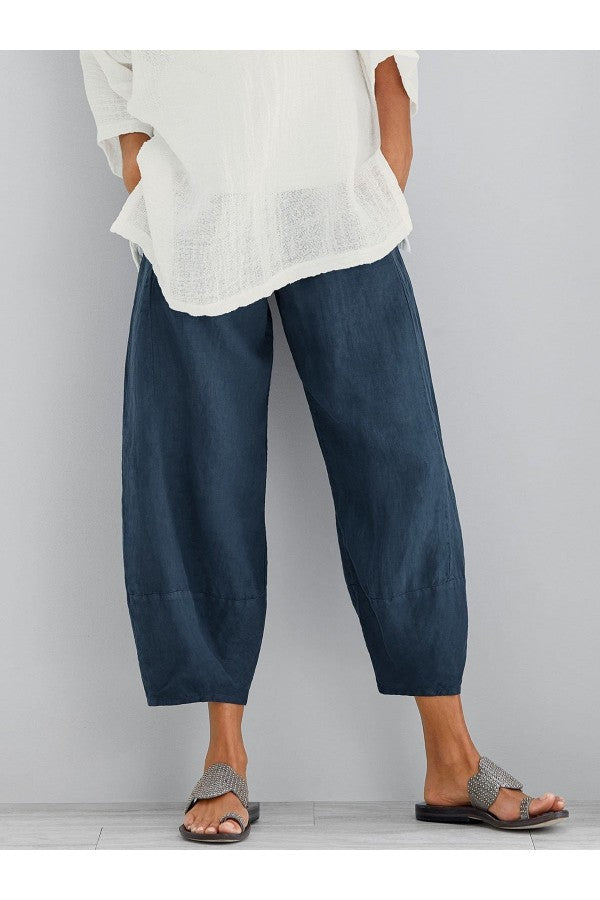 Linnen Broek - Los Model - Enkellengte - Zomerbroek - Damesbroek-Boetiek Moda
