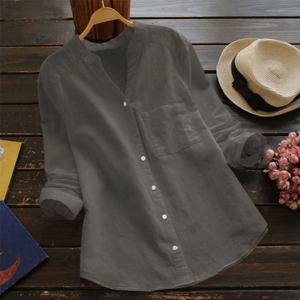 Linnen blouse | Halflange mouwen | Losse pasvorm | Blouse met knopen | Linnen overhemden voor dames-Boetiek Moda
