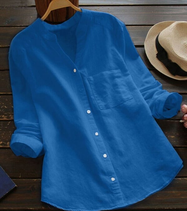 Linnen blouse | Halflange mouwen | Losse pasvorm | Blouse met knopen | Linnen overhemden voor dames-Boetiek Moda