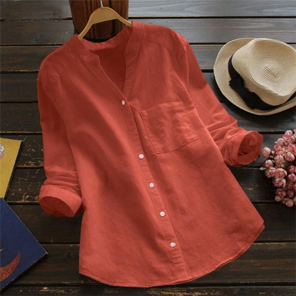 Linnen blouse | Halflange mouwen | Losse pasvorm | Blouse met knopen | Linnen overhemden voor dames-Boetiek Moda