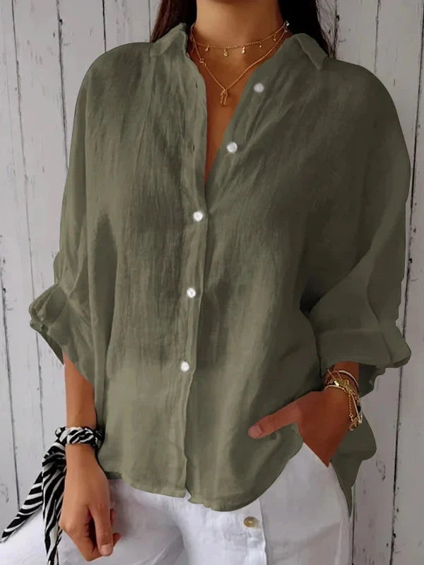 Linnen blouse | Katoen | Lichtgewicht | Blouse met knopen | Linnen shirt voor dames-Boetiek Moda