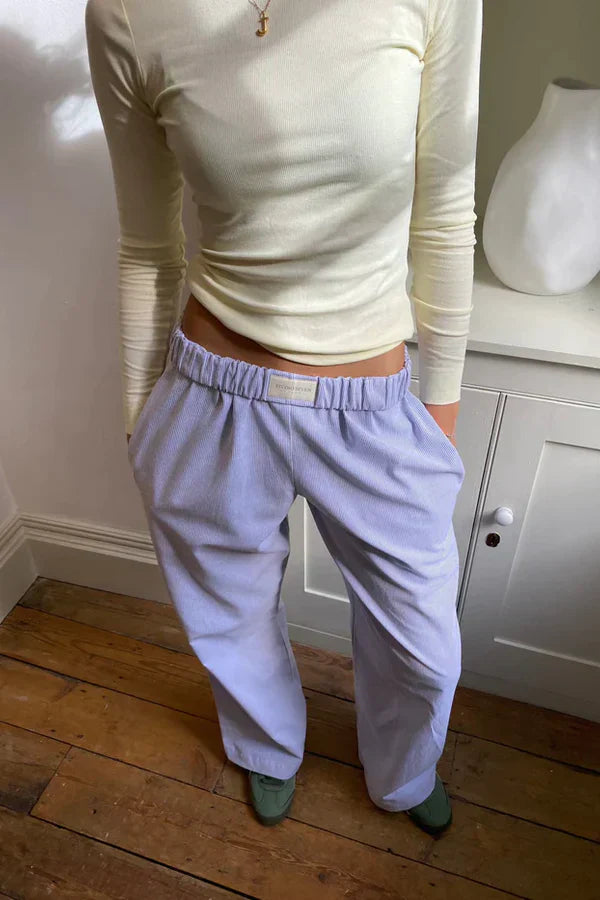 Linnen broek - Casual - Lage taille - Wijde pijpen - Damesbroek-Boetiek Moda