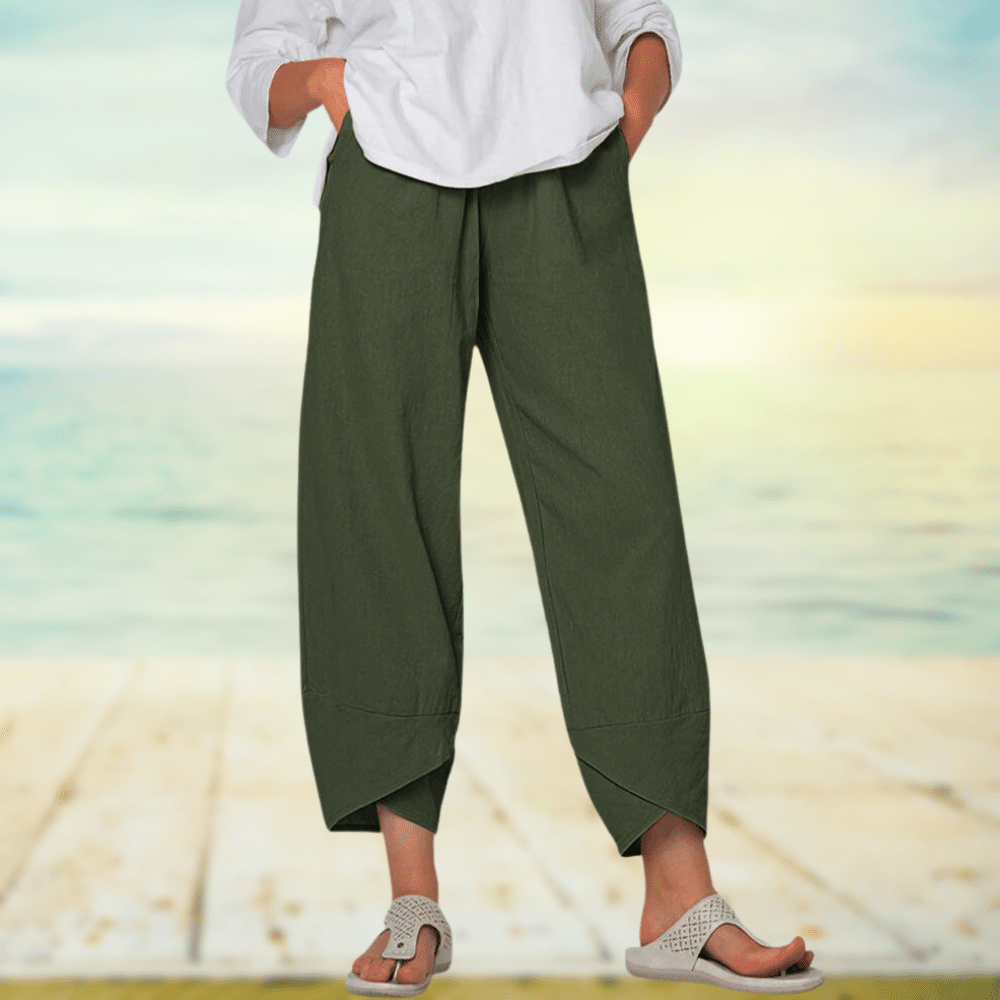 Linnen broek - Casual - Los model - Zomerbroek - Damesbroek-Boetiek Moda