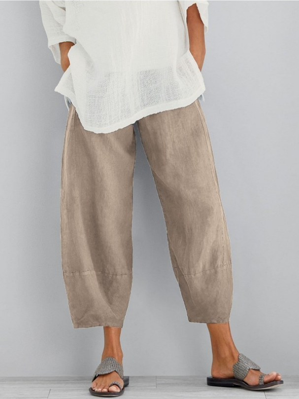 Linnen broek - Casual losvallende linnen broek voor dames voor de zomer-Boetiek Moda