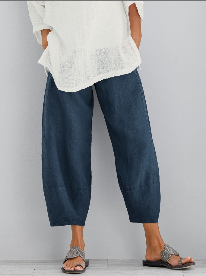 Linnen broek - Casual losvallende linnen broek voor dames voor de zomer-Boetiek Moda