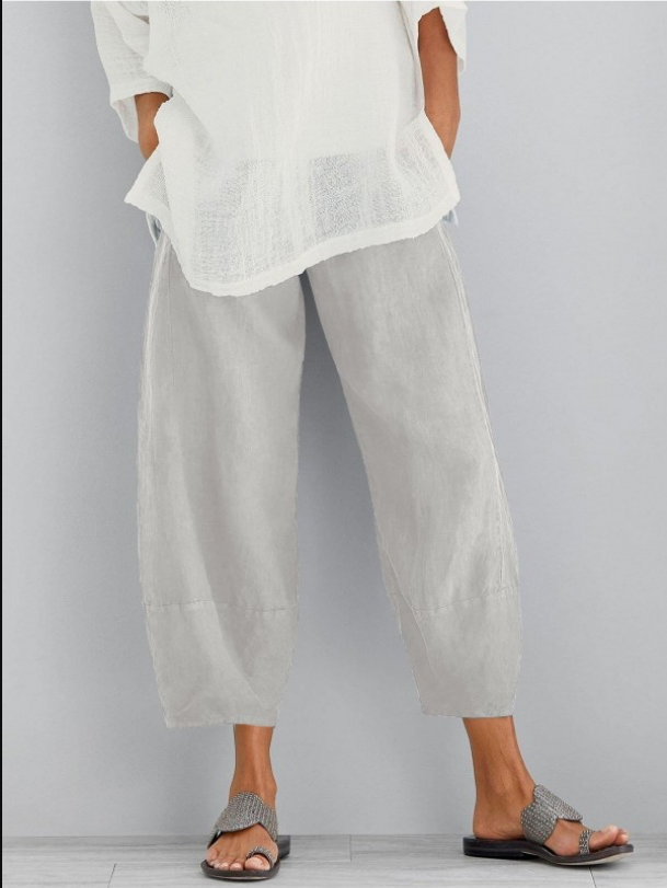 Linnen broek - Casual losvallende linnen broek voor dames voor de zomer-Boetiek Moda