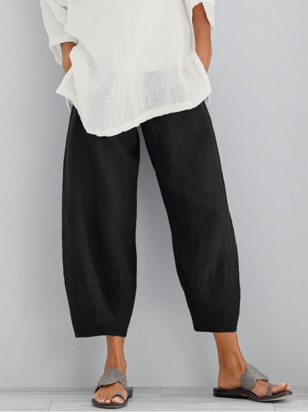 Linnen broek - Casual losvallende linnen broek voor dames voor de zomer-Boetiek Moda