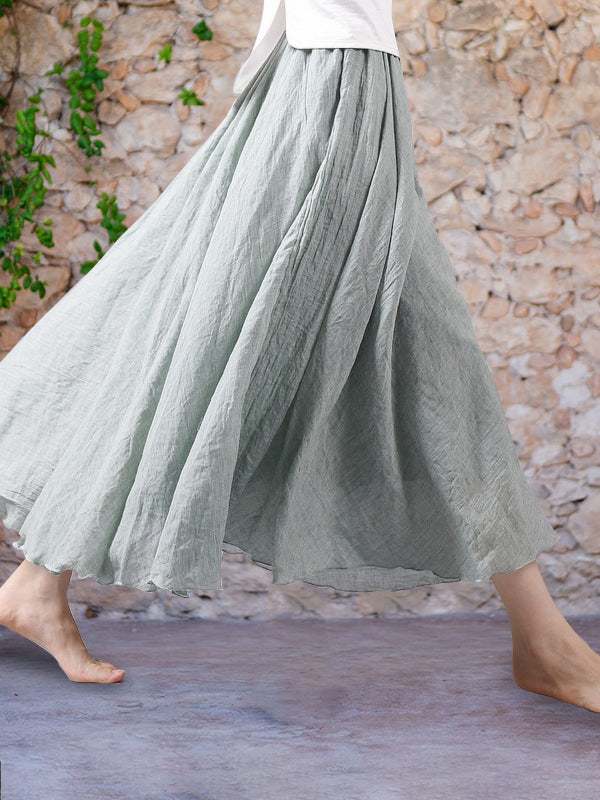 Linnen rok - Lange, zwierige maxi-rok met hoge taille voor dames-Boetiek Moda