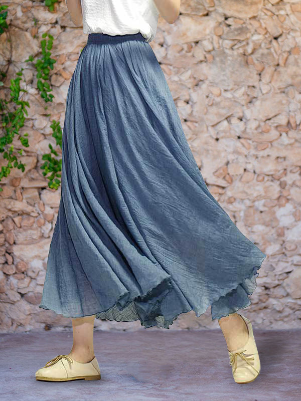 Linnen rok - Lange, zwierige maxi-rok met hoge taille voor dames-Boetiek Moda