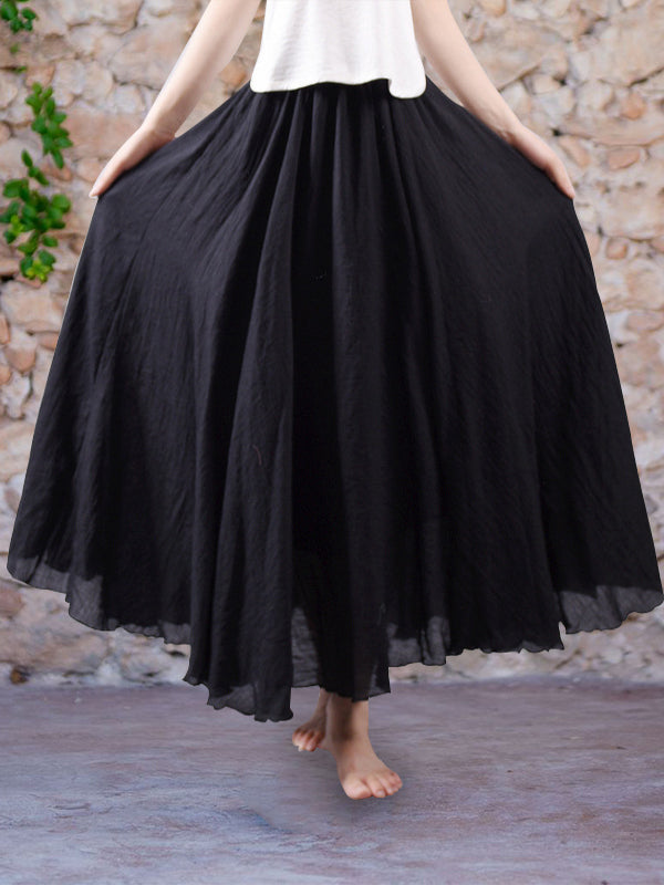 Linnen rok - Lange, zwierige maxi-rok met hoge taille voor dames-Boetiek Moda