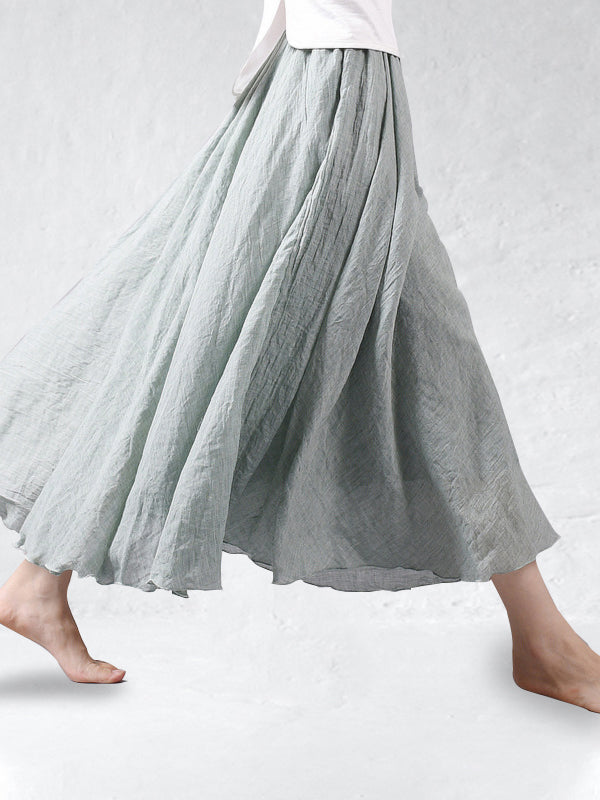 Linnen rok - Lange, zwierige maxi-rok met hoge taille voor dames-Boetiek Moda