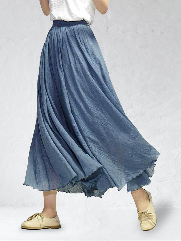 Linnen rok - Lange, zwierige maxi-rok met hoge taille voor dames-Boetiek Moda