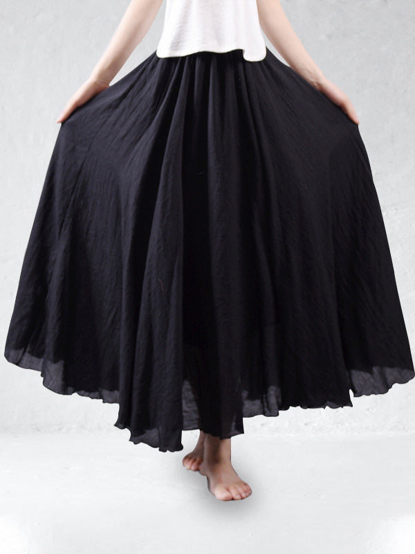 Linnen rok - Lange, zwierige maxi-rok met hoge taille voor dames-Boetiek Moda
