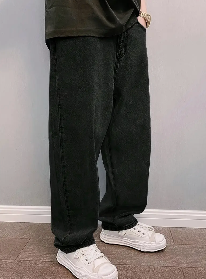 Losse Jeans - Heren Stonewash Hip Hop Baggy Jeans-Boetiek Moda