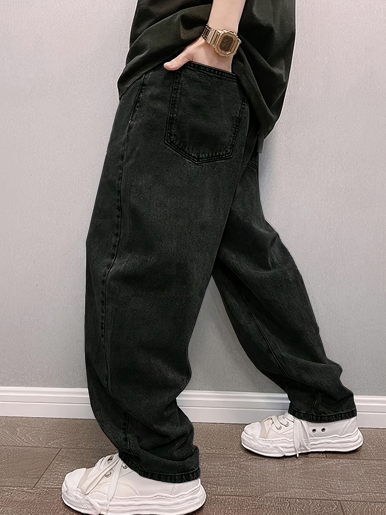 Losse Jeans - Heren Stonewash Hip Hop Baggy Jeans-Boetiek Moda