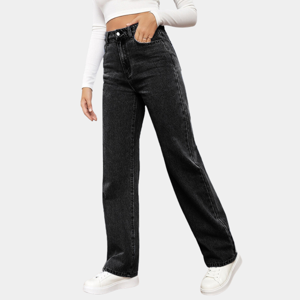 Losse Jeans - Rechte Pijp - Relaxed Fit - Jeans met Hoge Taille - Dames Jeans-Boetiek Moda