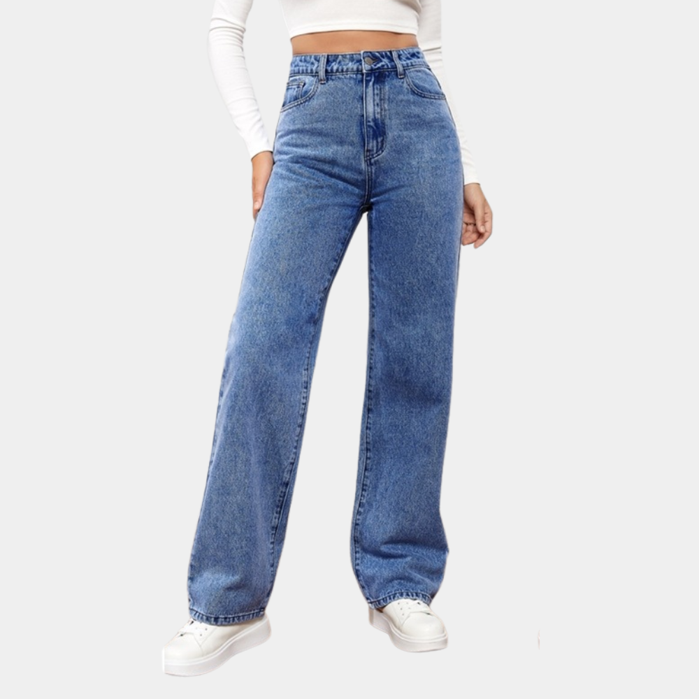 Losse Jeans - Rechte Pijp - Relaxed Fit - Jeans met Hoge Taille - Dames Jeans-Boetiek Moda