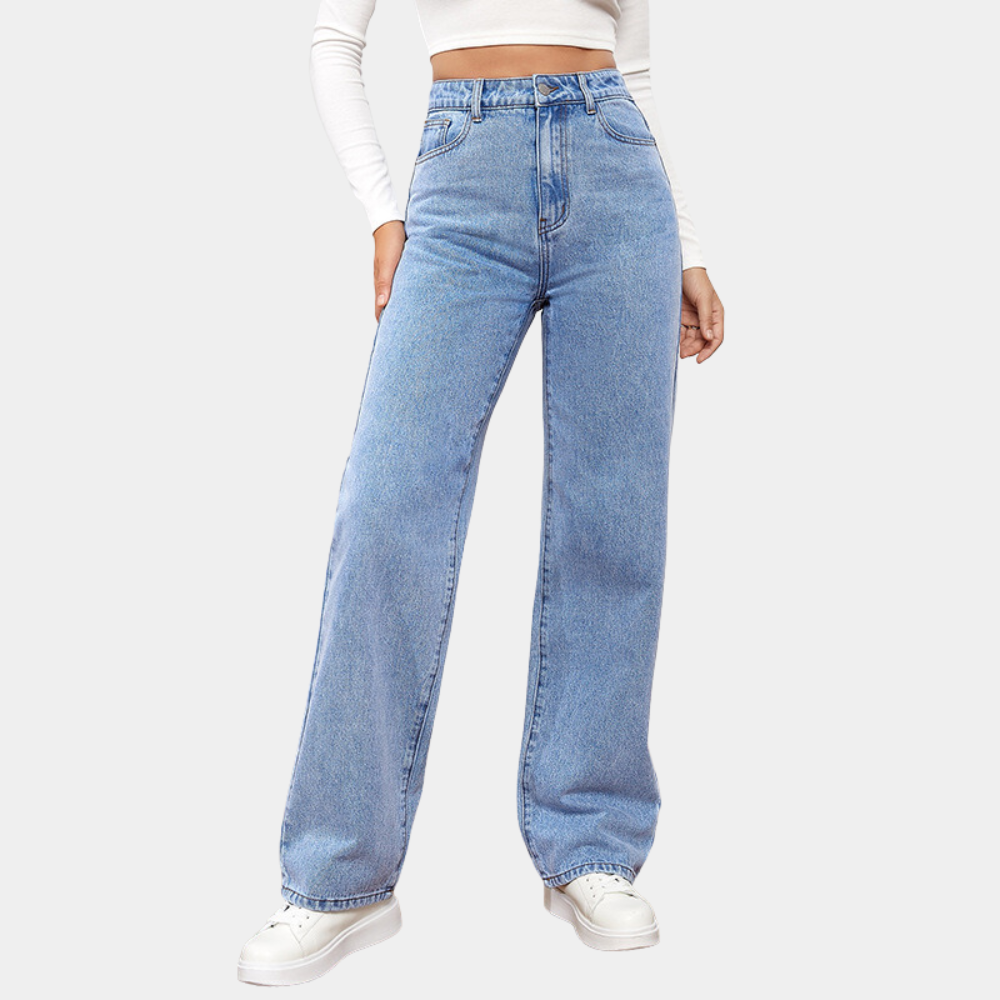 Losse Jeans - Rechte Pijp - Relaxed Fit - Jeans met Hoge Taille - Dames Jeans-Boetiek Moda