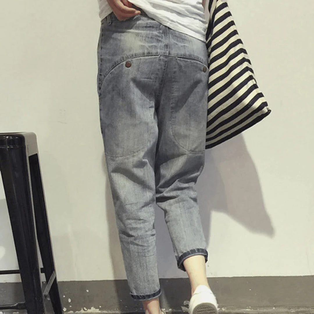 Losvallende denim jeans - Carrot Cut - Lichtblauw - Baggy jeans - Damesjeans-Boetiek Moda