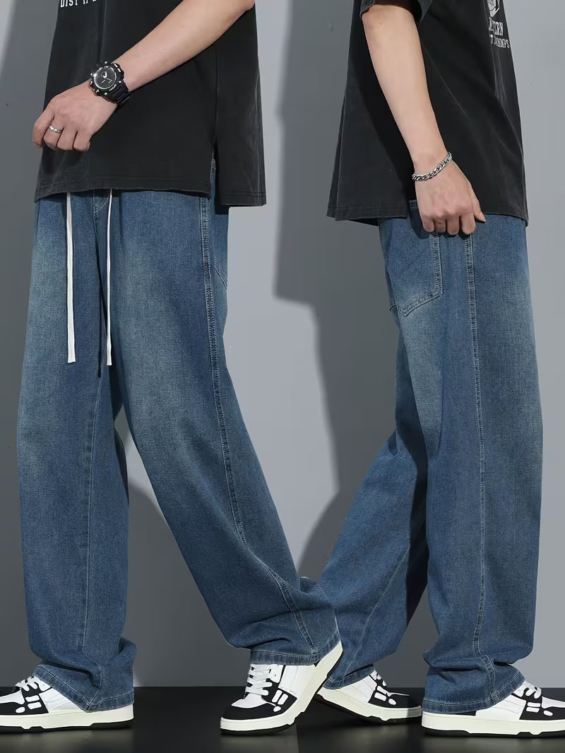 Losvallende jeans - Koord - Elastische taille - Baggy broek - Herenbroek-Boetiek Moda