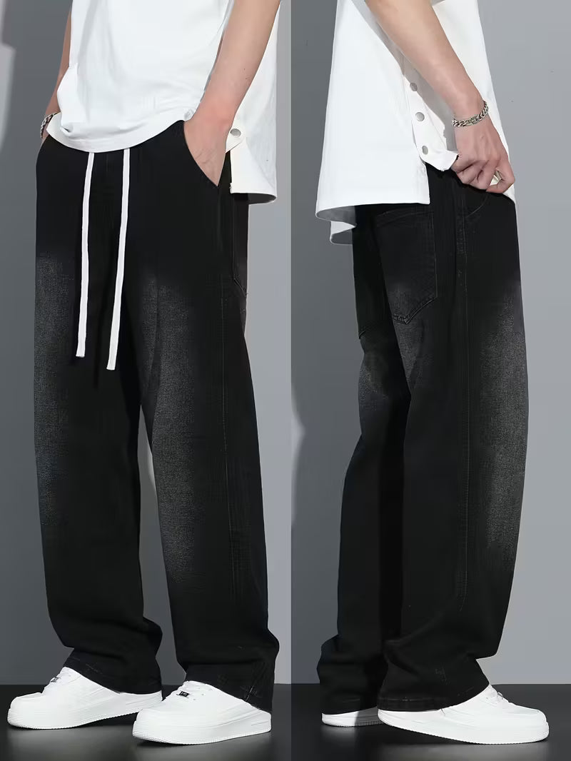 Losvallende jeans - Koord - Elastische taille - Baggy broek - Herenbroek-Boetiek Moda